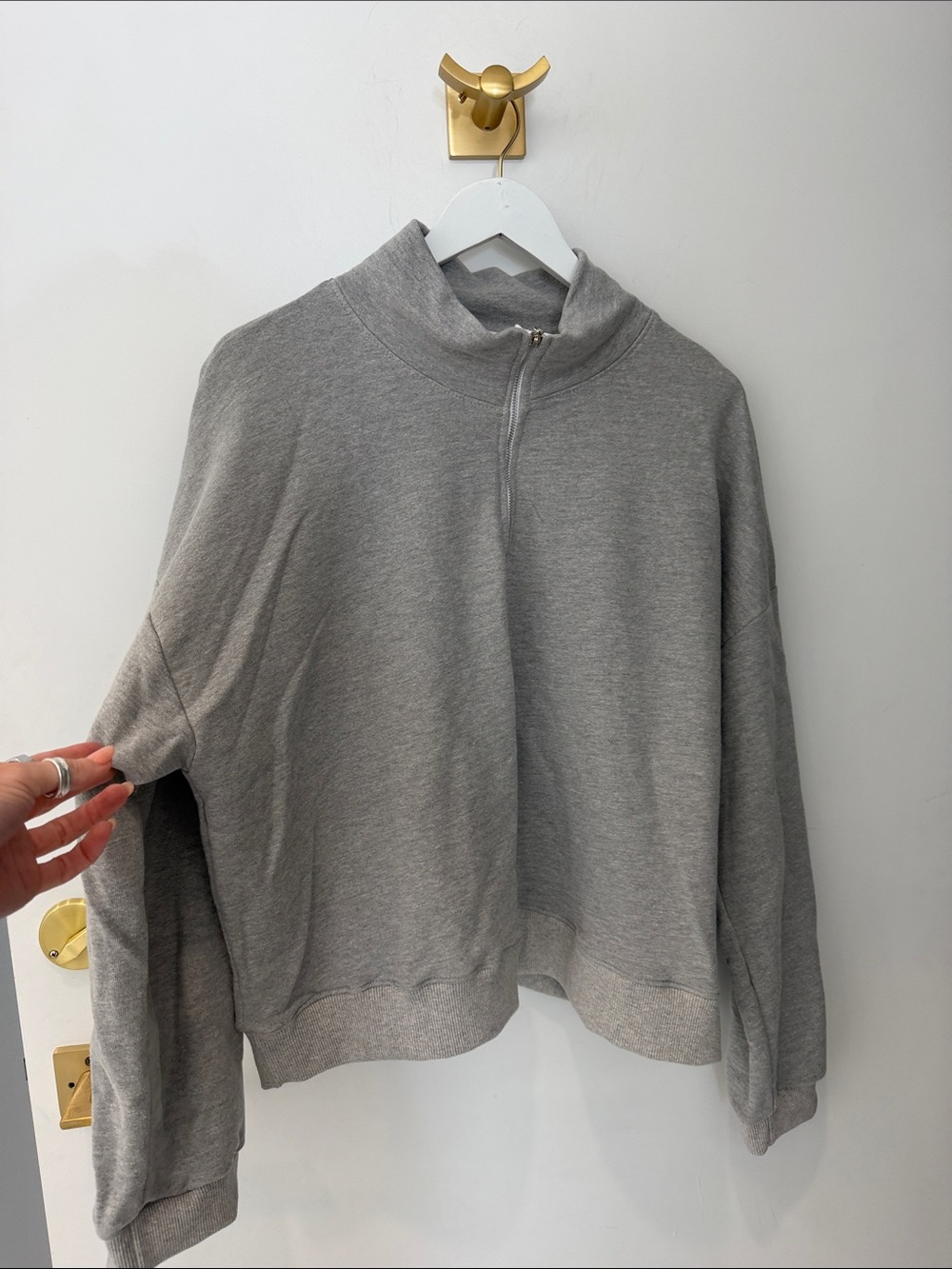 Women’s Gray Half-Zip Mock Neck Sweater